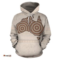 Aboriginal Hoodie, Australian Map Dot Painting Indigenous Patterns All Over Print