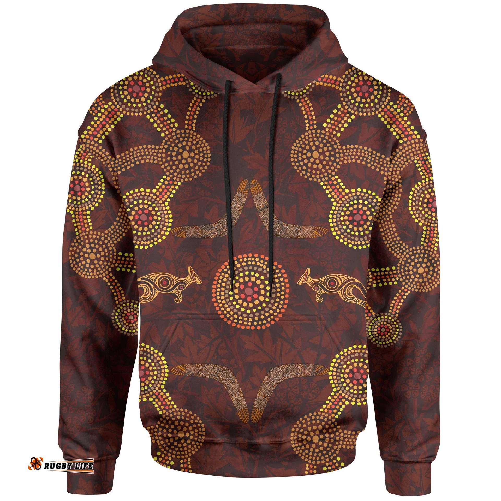 Aboriginal Hoodie Dot Painting Indigenous Boomerang