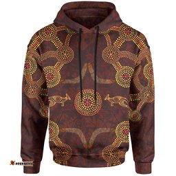 Aboriginal Hoodie Dot Painting Indigenous Boomerang