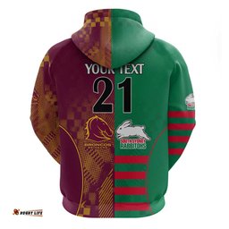 custom nrl rabbitohs and broncos hoodie sporty style