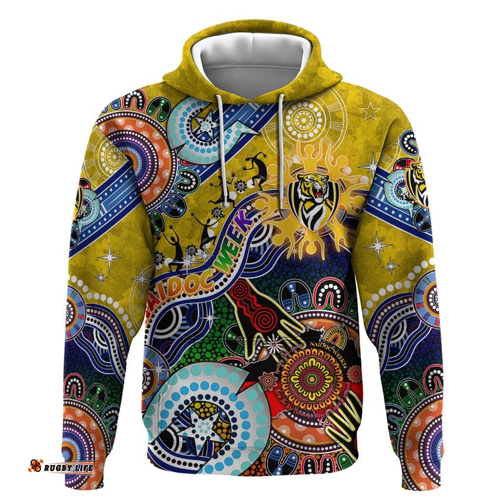 custom naidoc week 2024 richmond tiger hoodie australia aboriginal dot painting dt02