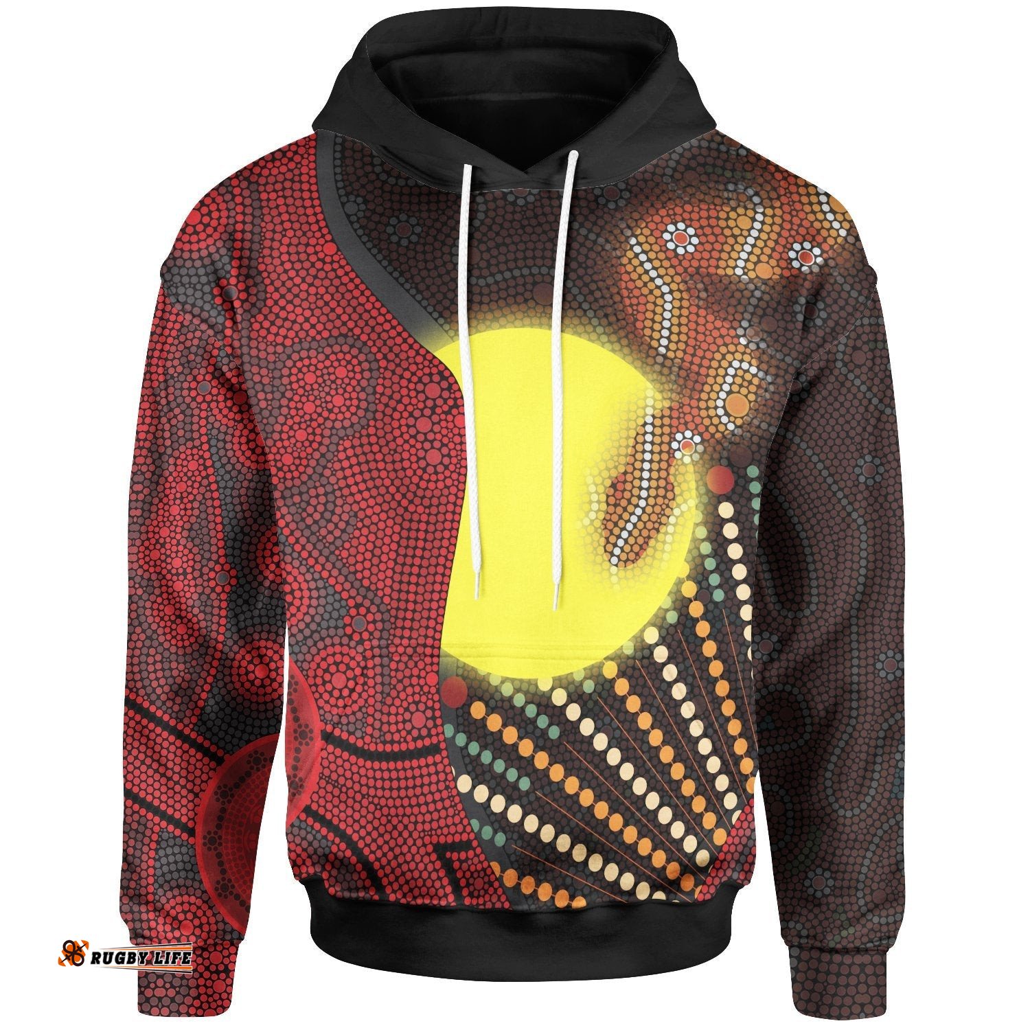 Aboriginal Hoodie Indigenous Snake Sun Dot Painting