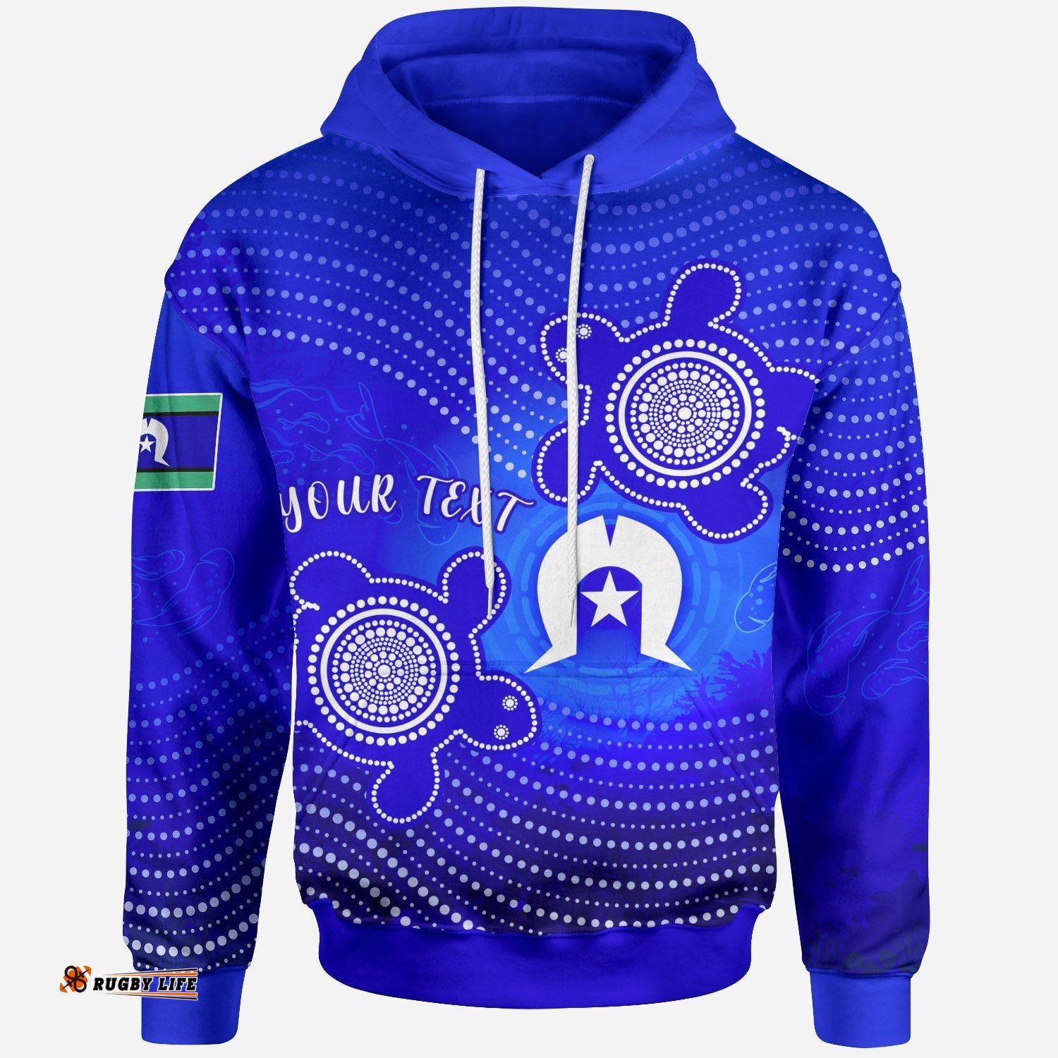 Custom Torres Strait Islanders Hoodie Torres Symbol With Turtle