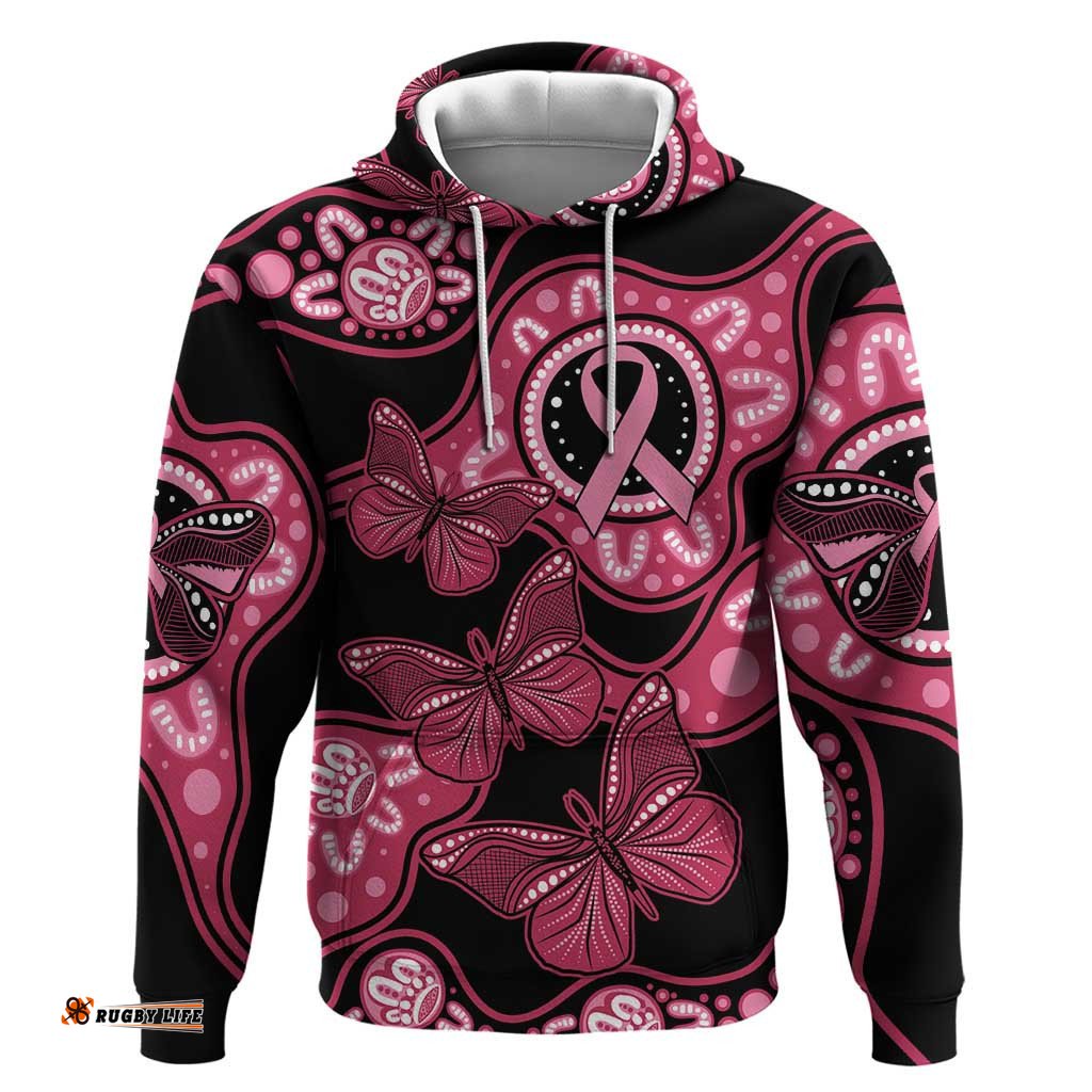 australia indigenous hoodie breast cancer black aboriginal butterfly