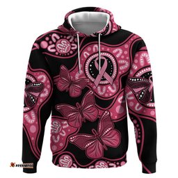 australia indigenous hoodie breast cancer black aboriginal butterfly