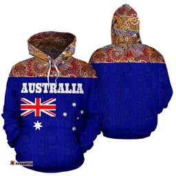Aboriginal Hoodie, Aus Flag Koala Kookaburra Patterns