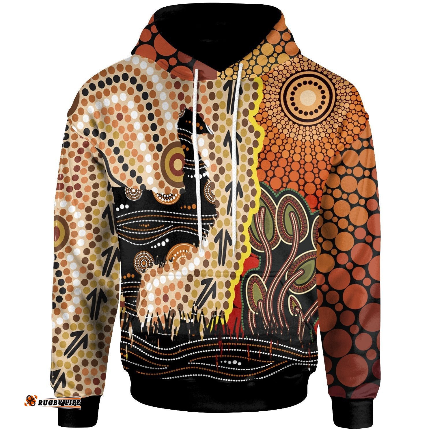 Hoodie Australian Aboriginal Sun and Emu