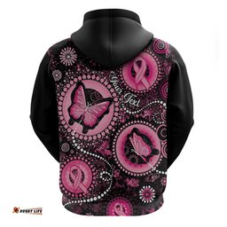 personalised australia indigenous hoodie breast cancer ribbon think pink black version