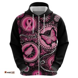 personalised australia indigenous hoodie breast cancer ribbon think pink black version