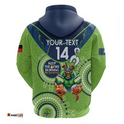 custom nrl raiders naidoc week hoodie keep the fire burning indigenous art