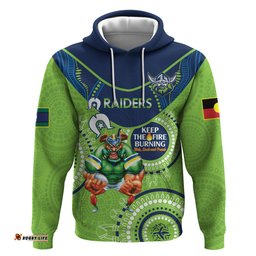 custom nrl raiders naidoc week hoodie keep the fire burning indigenous art