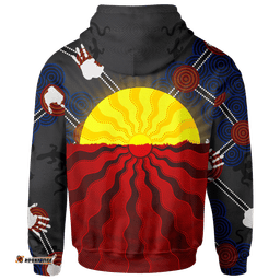 Aboriginal Hoodie, Aboriginal Lives Matter Flag Sun Dot Painting