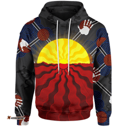 Aboriginal Hoodie, Aboriginal Lives Matter Flag Sun Dot Painting