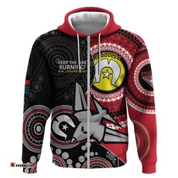 custom afl essendon naidoc week hoodie keep the fire burning indigenous art
