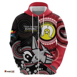 custom afl essendon naidoc week hoodie keep the fire burning indigenous art