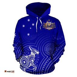 Aboriginal Hoodie, Kangaroo Dot Painting Australian Coat Of Arms