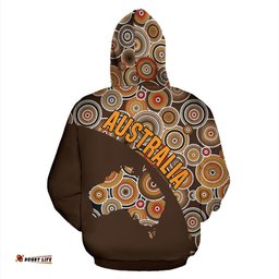 Aboriginal Hoodie, Australia Map Patterns Koala Kangaroo 04