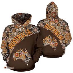 Aboriginal Hoodie, Australia Map Patterns Koala Kangaroo 04