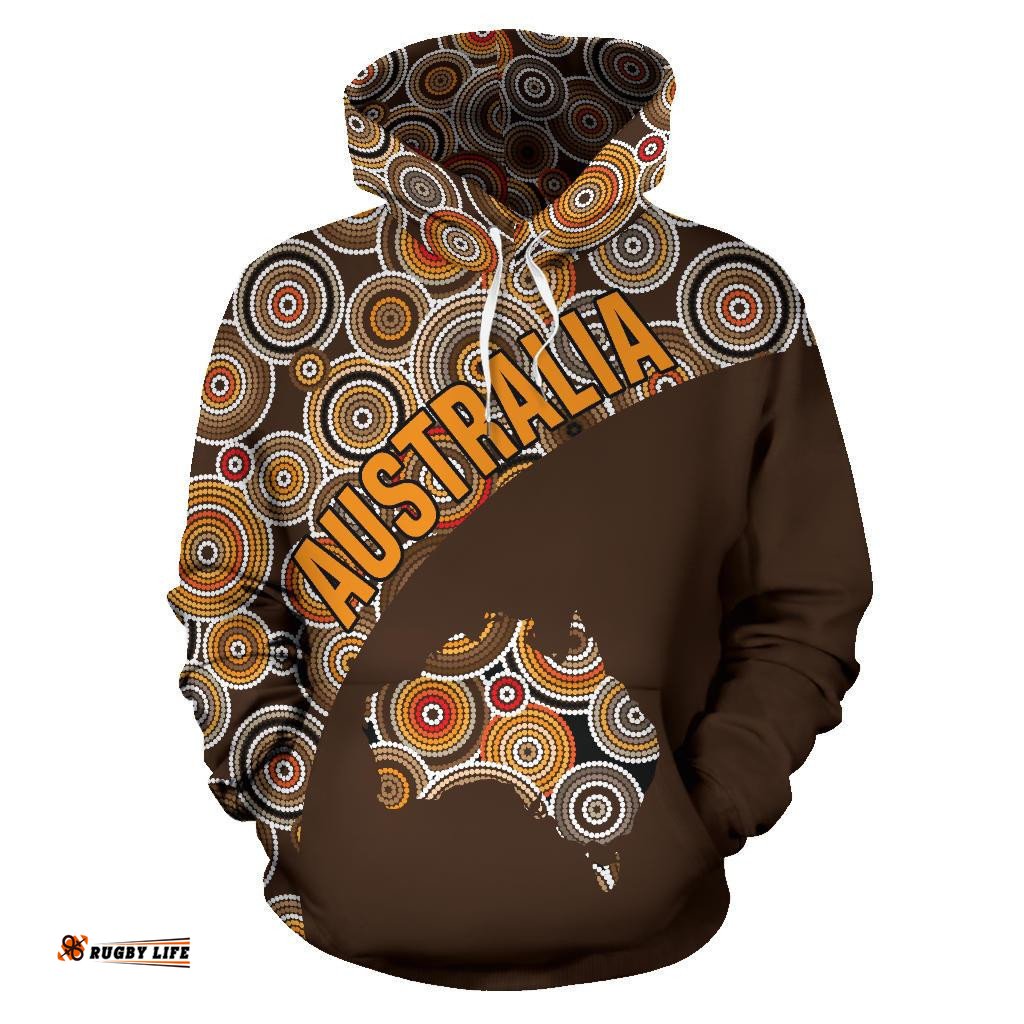 Aboriginal Hoodie, Australia Map Patterns Koala Kangaroo 04
