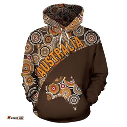 Aboriginal Hoodie, Australia Map Patterns Koala Kangaroo 04