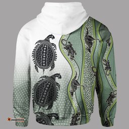 Hoodie Aboriginal with Kangaroo, Lizard, Turtle and Dotted Crooked Stripes Pattern