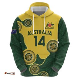 custom australia boomers hoodie aboriginal with marble pattern yellow