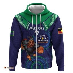 custom nrl warriors naidoc week hoodie keep the fire burning indigenous art