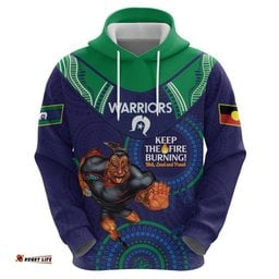 custom nrl warriors naidoc week hoodie keep the fire burning indigenous art