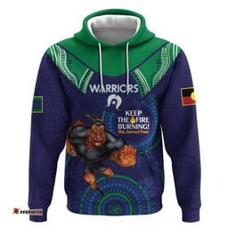 custom nrl warriors naidoc week hoodie keep the fire burning indigenous art