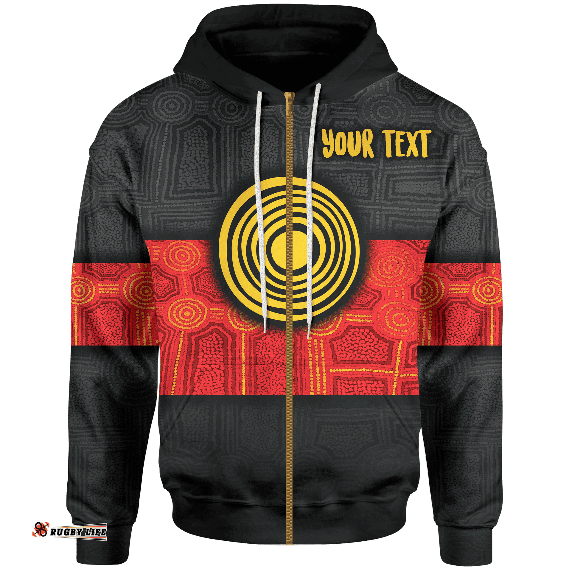 Personalised Aboriginal Zip Up Hoodie Aussie Indigenous Flag