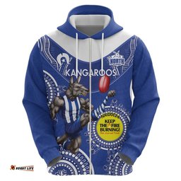 custom afl kangaroos naidoc week hoodie keep the fire burning indigenous art