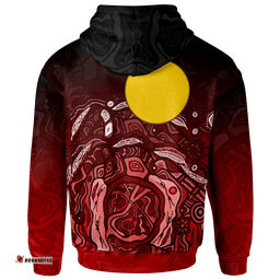 Custom Text Aboriginal Hoodie Red Landscape