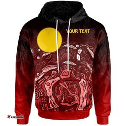 Custom Text Aboriginal Hoodie Red Landscape