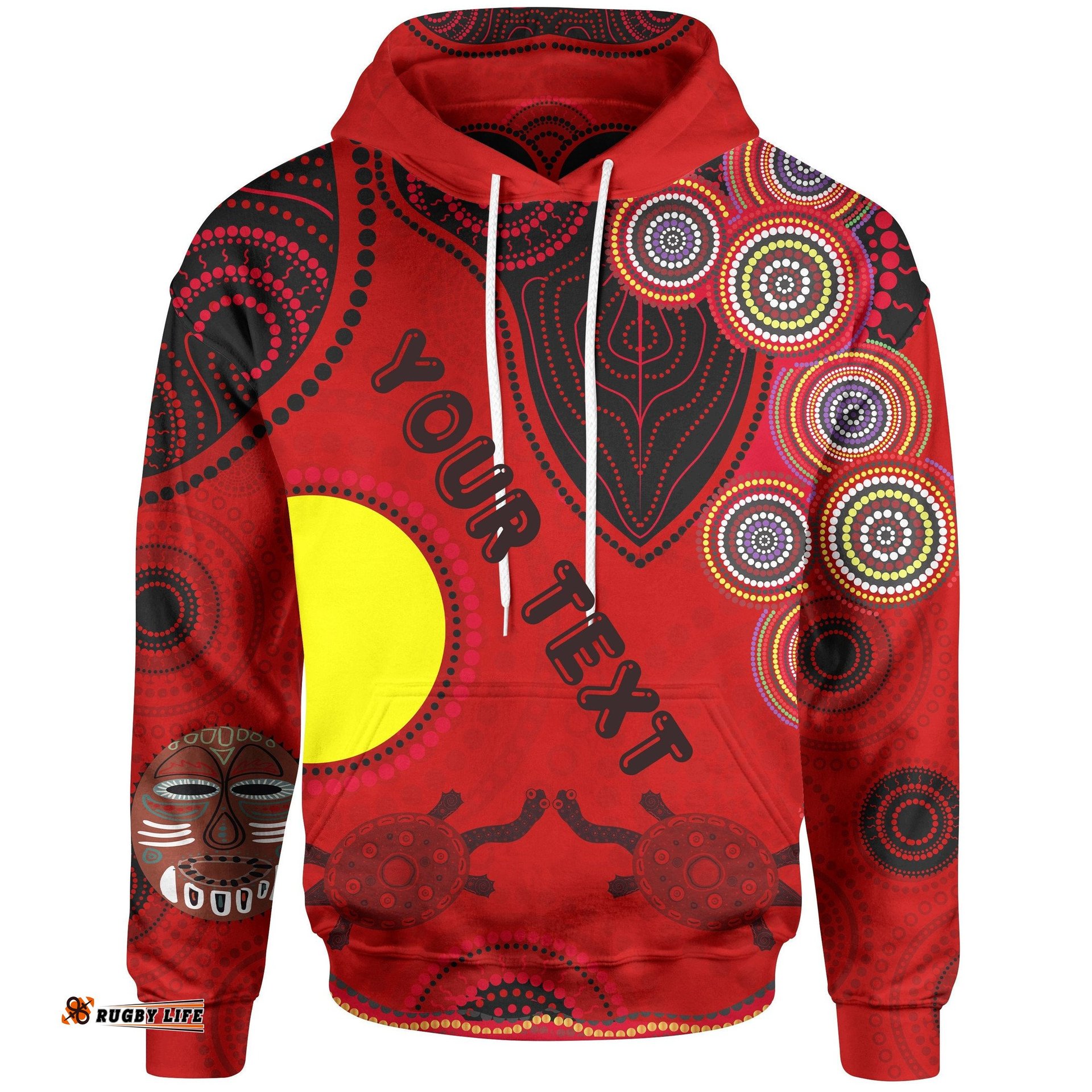 Custom Text Hoodie Aboriginal Animal Dot Pattern