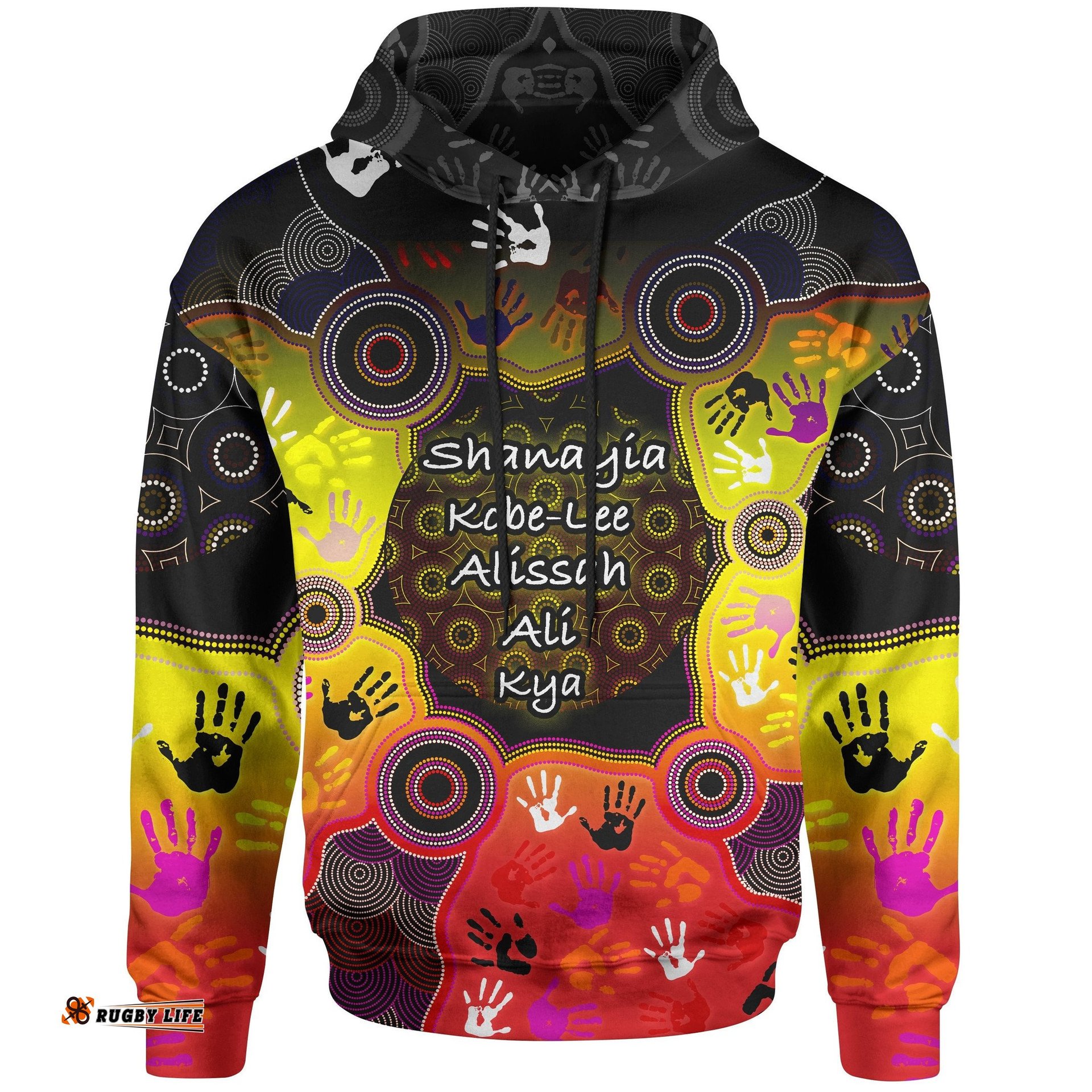Custom Aboriginal Hoodie, Indigenous Circle Dot Painting Hand Art Ver 04