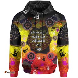 Custom Aboriginal Hoodie, Indigenous Circle Dot Painting Hand Art Ver 04