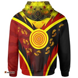 Aboriginal Hoodie Indigenous Flag With Footprint Hand Art