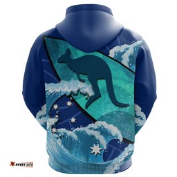 Hoodie Kangaroo Hoodie Wave Surfers Paradise All Over Print Unisex