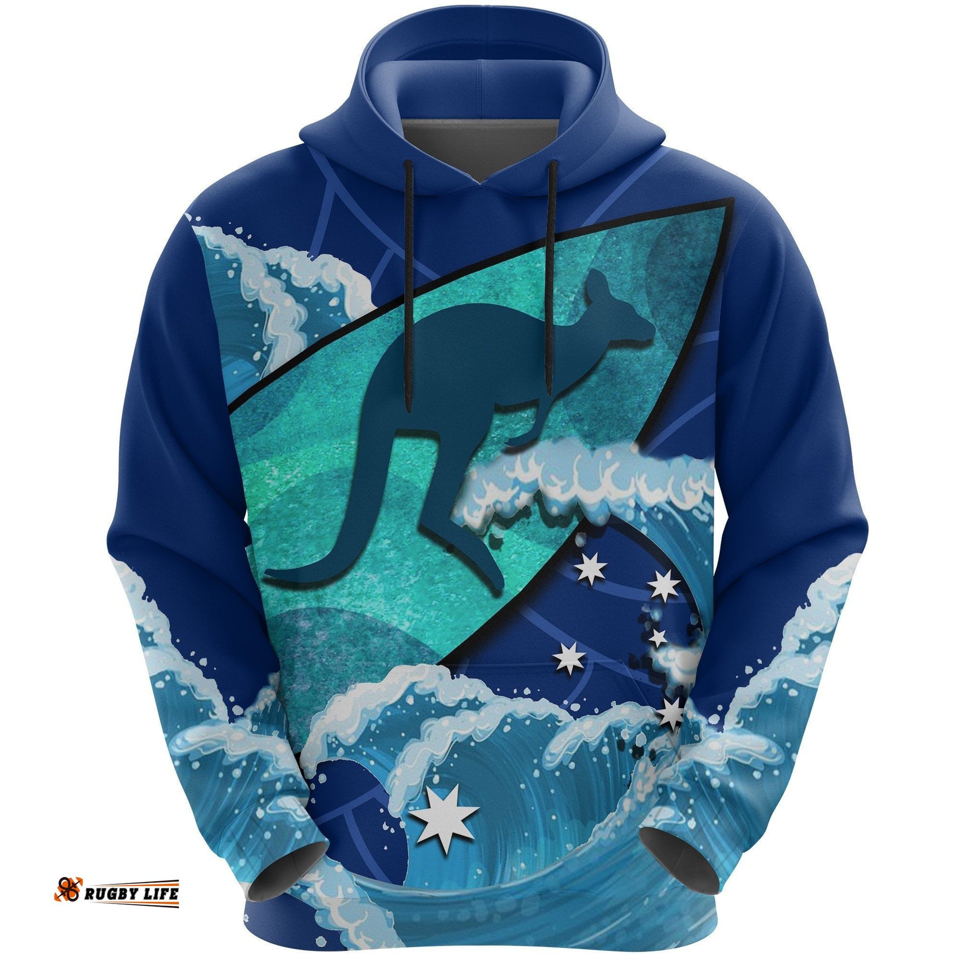 Hoodie Kangaroo Hoodie Wave Surfers Paradise All Over Print Unisex