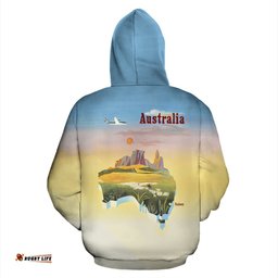 Hoodie Australia Map Hoodie Travel Poster Unisex