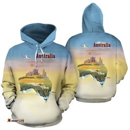 Hoodie Australia Map Hoodie Travel Poster Unisex