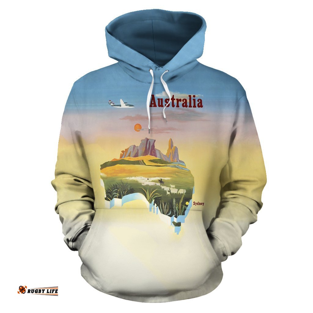 Hoodie Australia Map Hoodie Travel Poster Unisex
