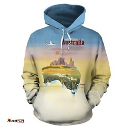 Hoodie Australia Map Hoodie Travel Poster Unisex