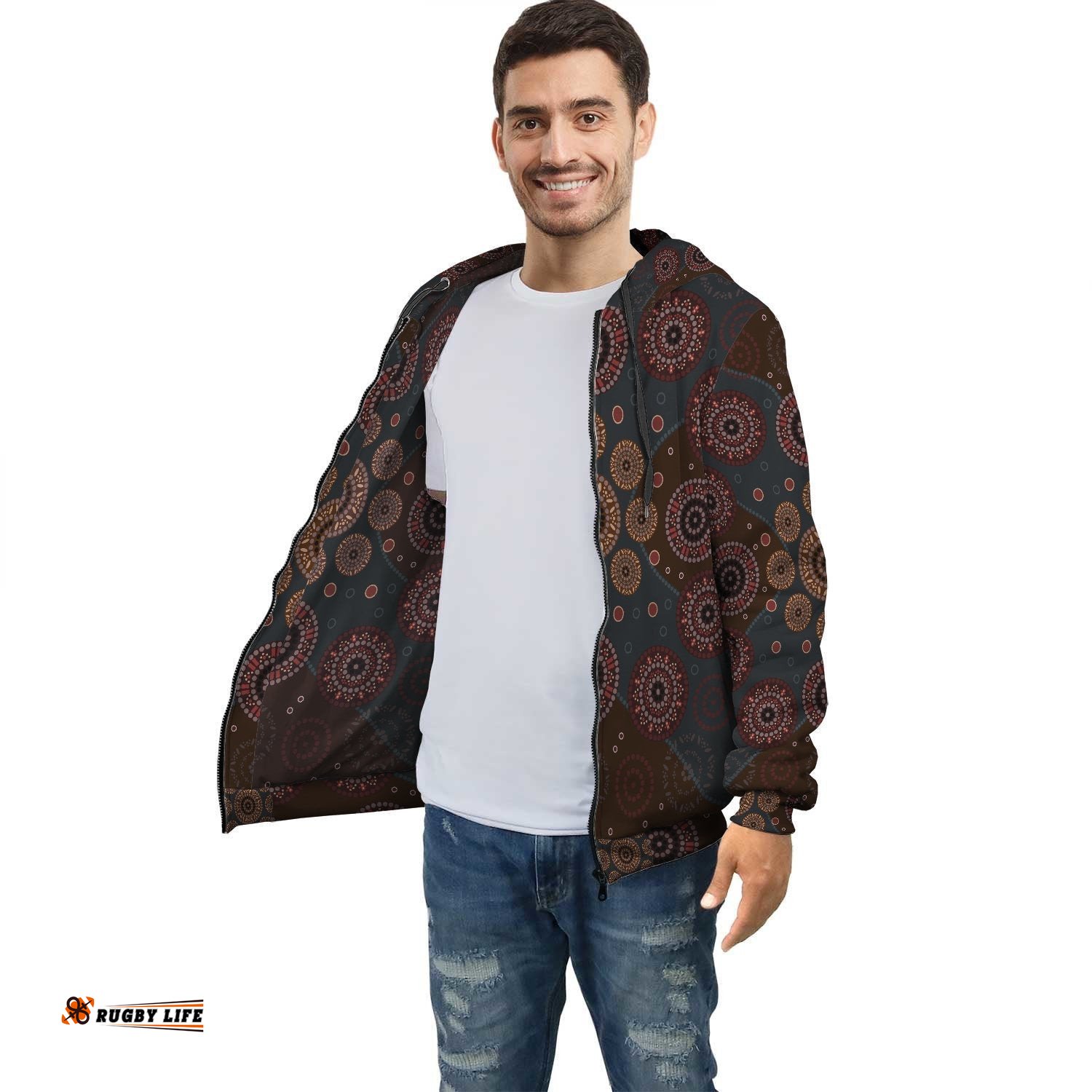 Aboriginal Hoodie, Circle Dot Painting Pullover 02