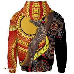 Hoodie Australian Aboriginal Dot Painting Sun and Lizard