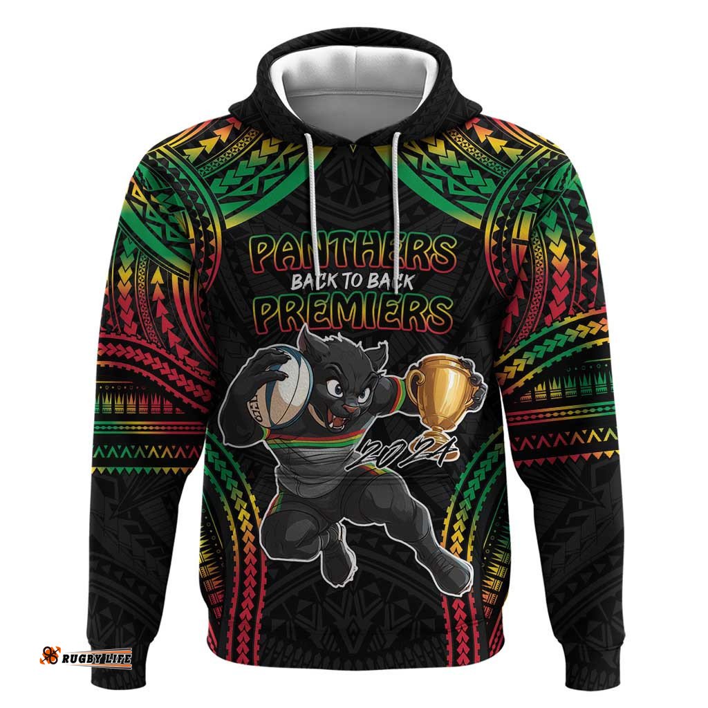 custom panthers champion grand final 2024 hoodie with polynesian style
