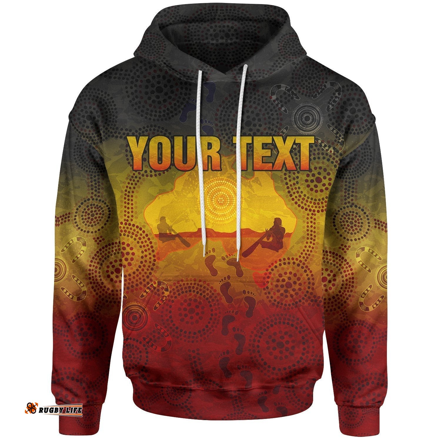 Custom Aboriginal Hoodie, Australian Map with Indigenous Color