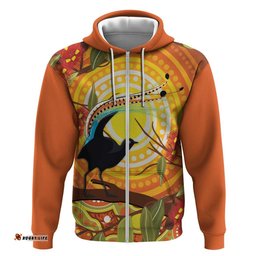 australia superb lyrebird hoodie aboriginal art