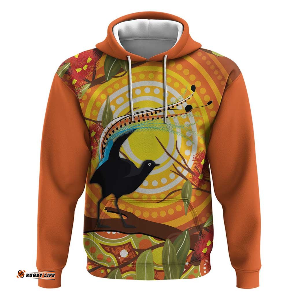 australia superb lyrebird hoodie aboriginal art