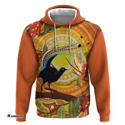 australia superb lyrebird hoodie aboriginal art